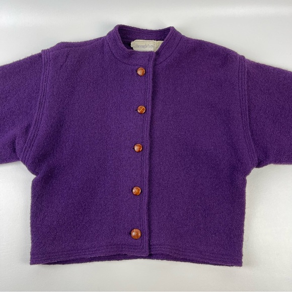 Vintage Eagles Eye Purple Wool Jacket Button Up Boiled Wool Womens Size 8 - Picture 2 of 12